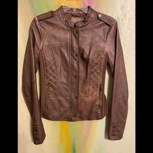 Sebby Collection faux brown leather jacket